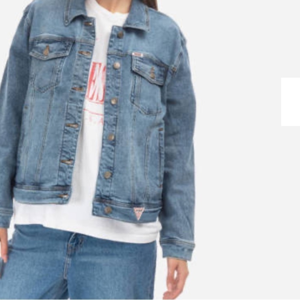 Vintage Guess Jeans Women Sz M 90s Denim Jacket Long Sleeves Acid Wash C…